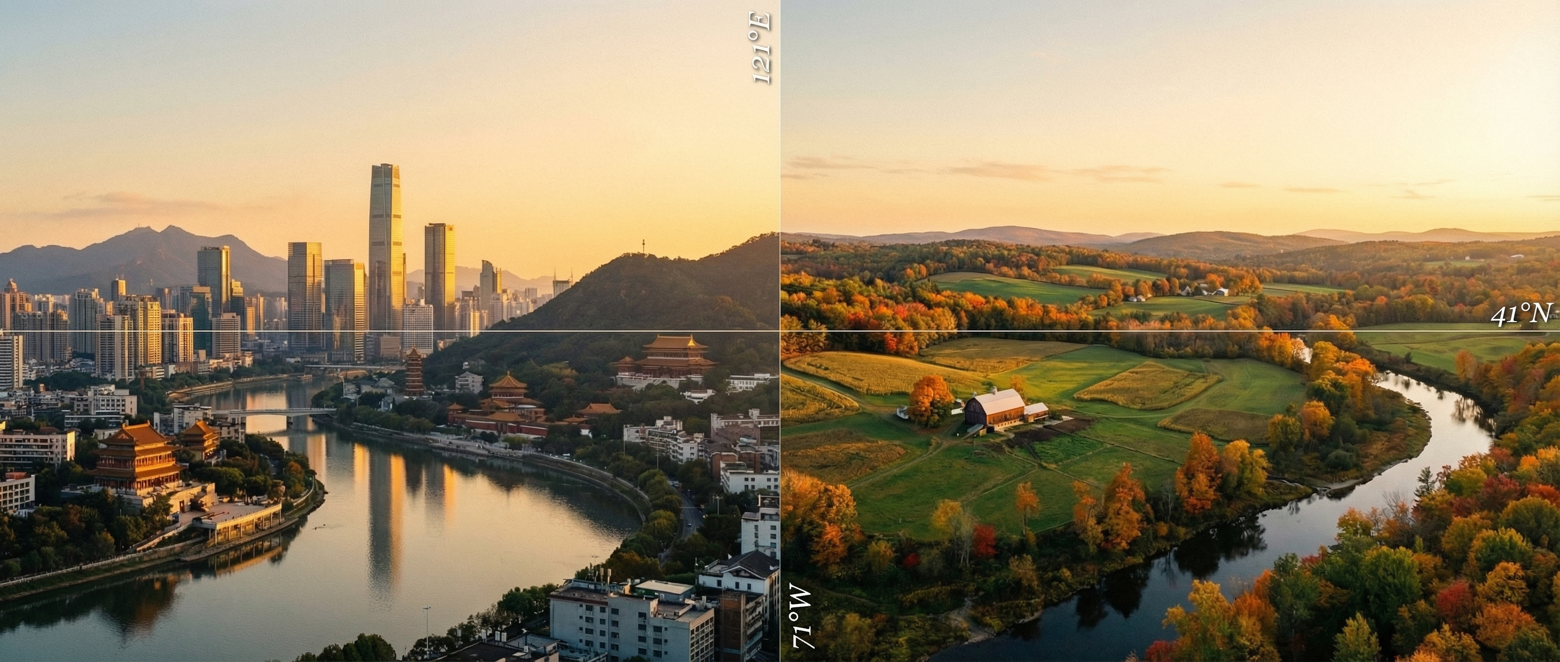 One parallel, two lives — a panoramic view across the 41st parallel